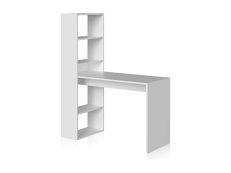 Mesa de Escritorio con Estanteria Reversible con Acabado en Blanco Artik - Dim: 120 cm (Ancho) x 53 cm (Fondo) x 144 cm (Alto)
