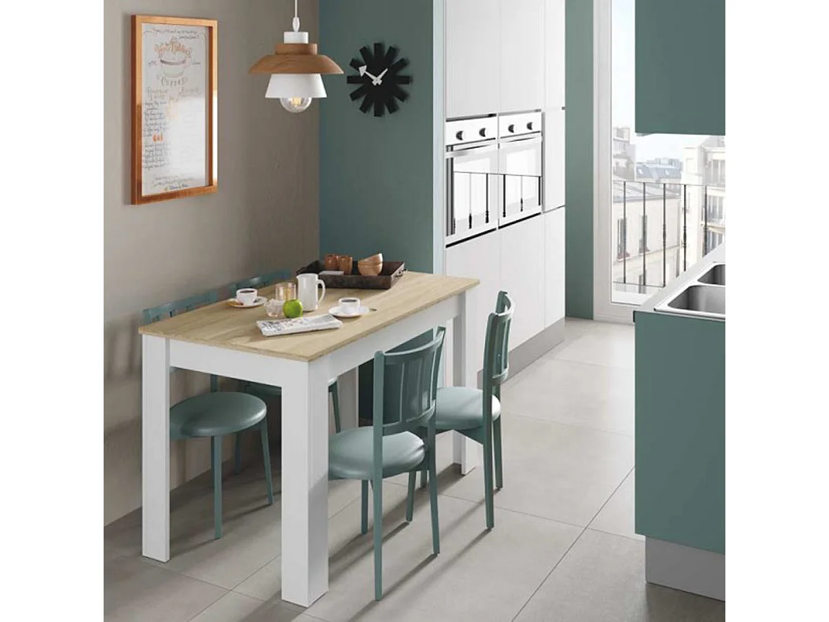 Mesa Auxiliar Fijo Color Roble Canadiense/Blanco ártico - Altura 78 x Longitud 109 x Profundidad 67 cm