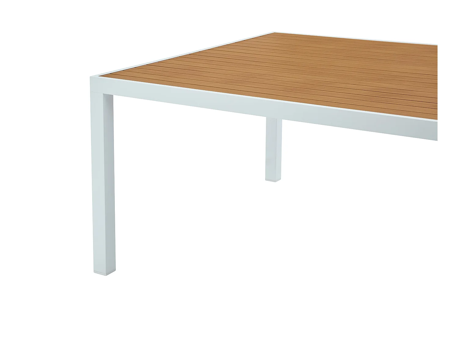 Salle à manger de jardin en aluminium : une table carrée L.140 cm et 4 fauteuils empilables - Naturel clair et gris - MACILA de MYLIA