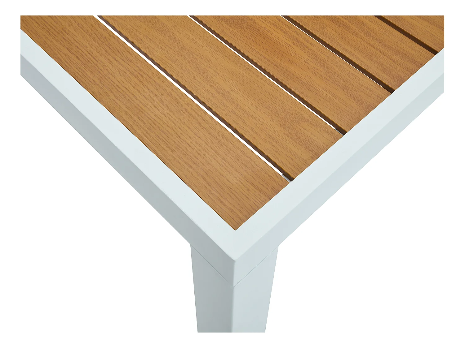 Salle à manger de jardin en aluminium : une table carrée L.140 cm et 4 fauteuils empilables - Naturel clair et gris - MACILA de MYLIA