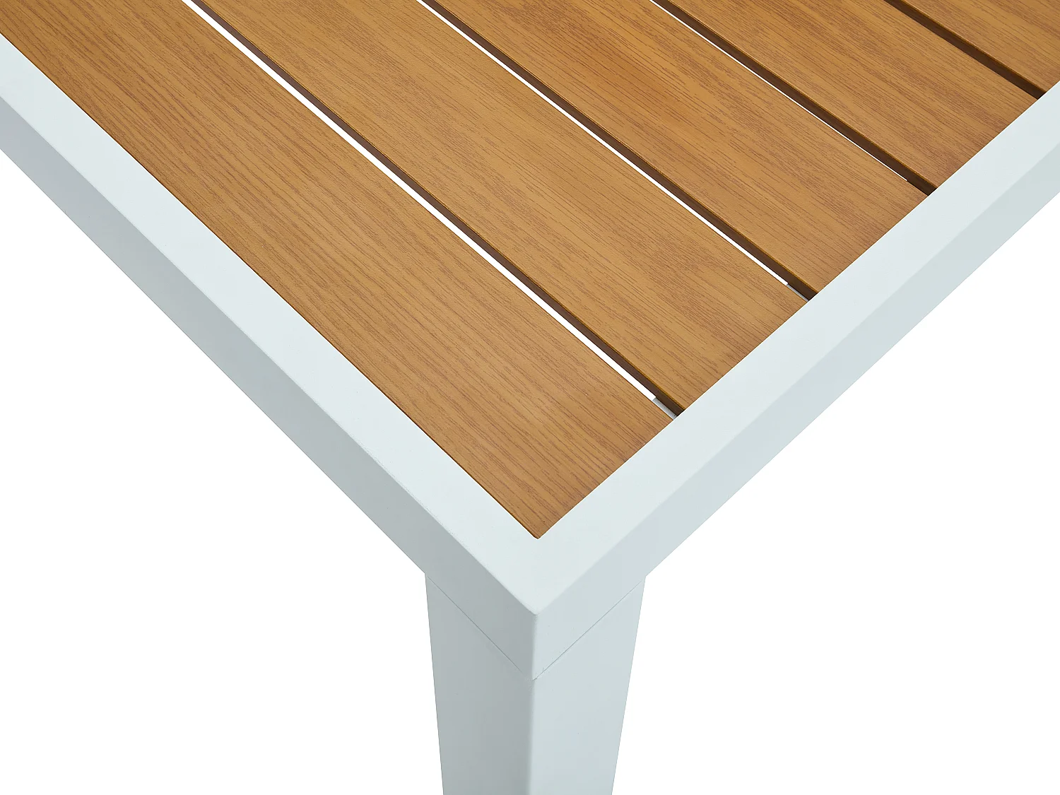 Salle à manger de jardin en aluminium : une table carrée L.140 cm et 4 fauteuils empilables - Naturel clair et gris - MACILA de MYLIA