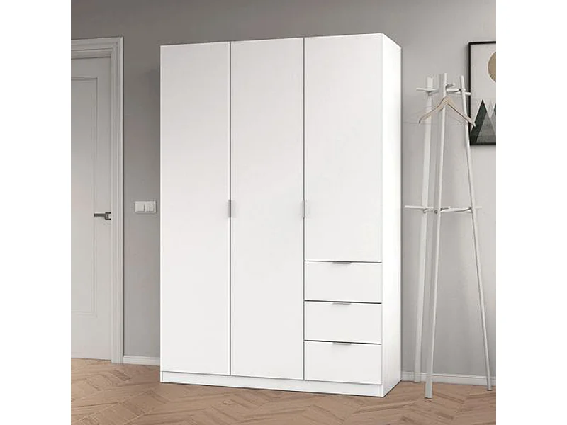 Armario con 3 Puertas Color Blanco - 200 x 135 x 52 cm