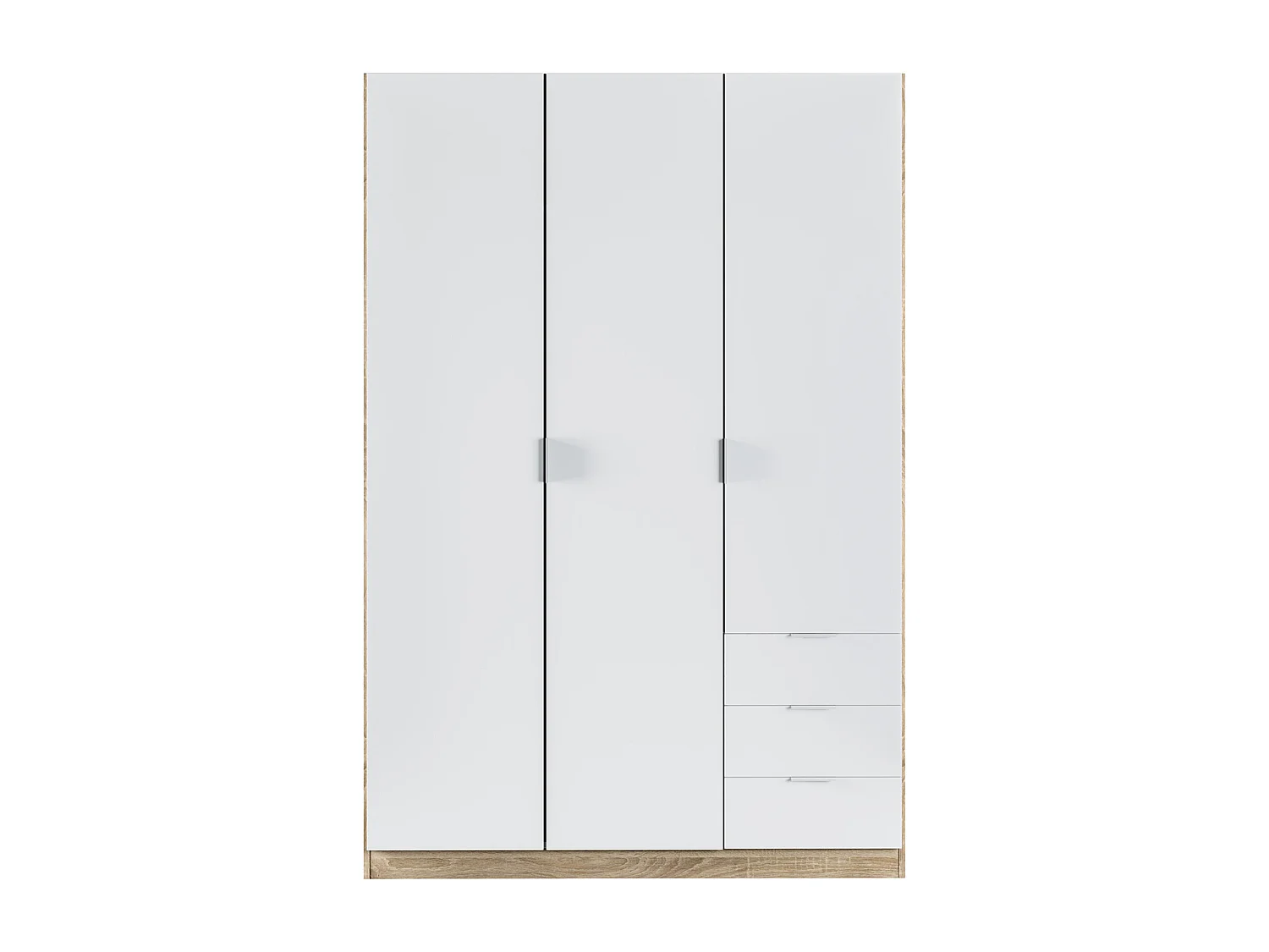 Armario con 3 Puertas y 3 Cajones Color Roble y Blanco - Dim : L 121 x A 180 x P 52 cm