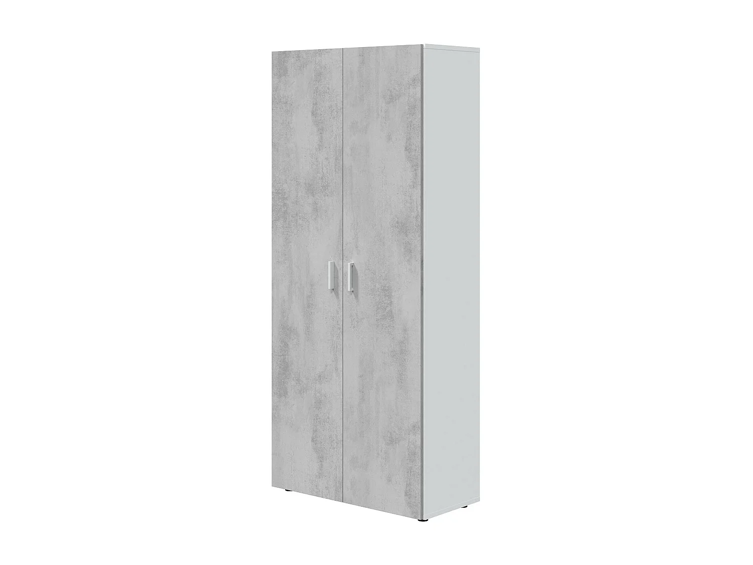 Armario Mueble de Almacenamiento en aglomerado de melamina Color Blanco Mate y Gris Cemento - Altura 182 x Longitud 80 cm x Profundidad 37 cm