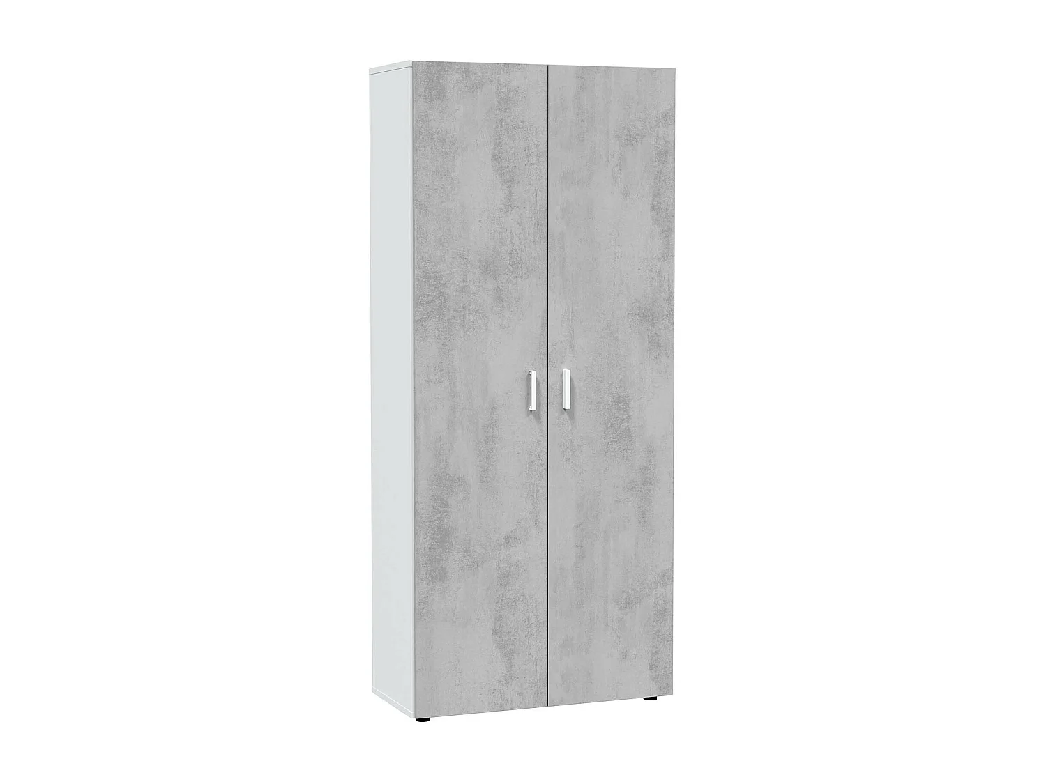 Armario Mueble de Almacenamiento en aglomerado de melamina Color Blanco Mate y Gris Cemento - Altura 182 x Longitud 80 cm x Profundidad 37 cm