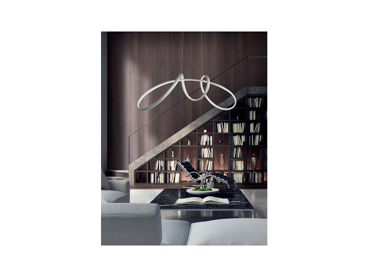 Lustre suspension LED Lumen par Ondaluce 60w 6000lm 110cm Dimmable 3000k