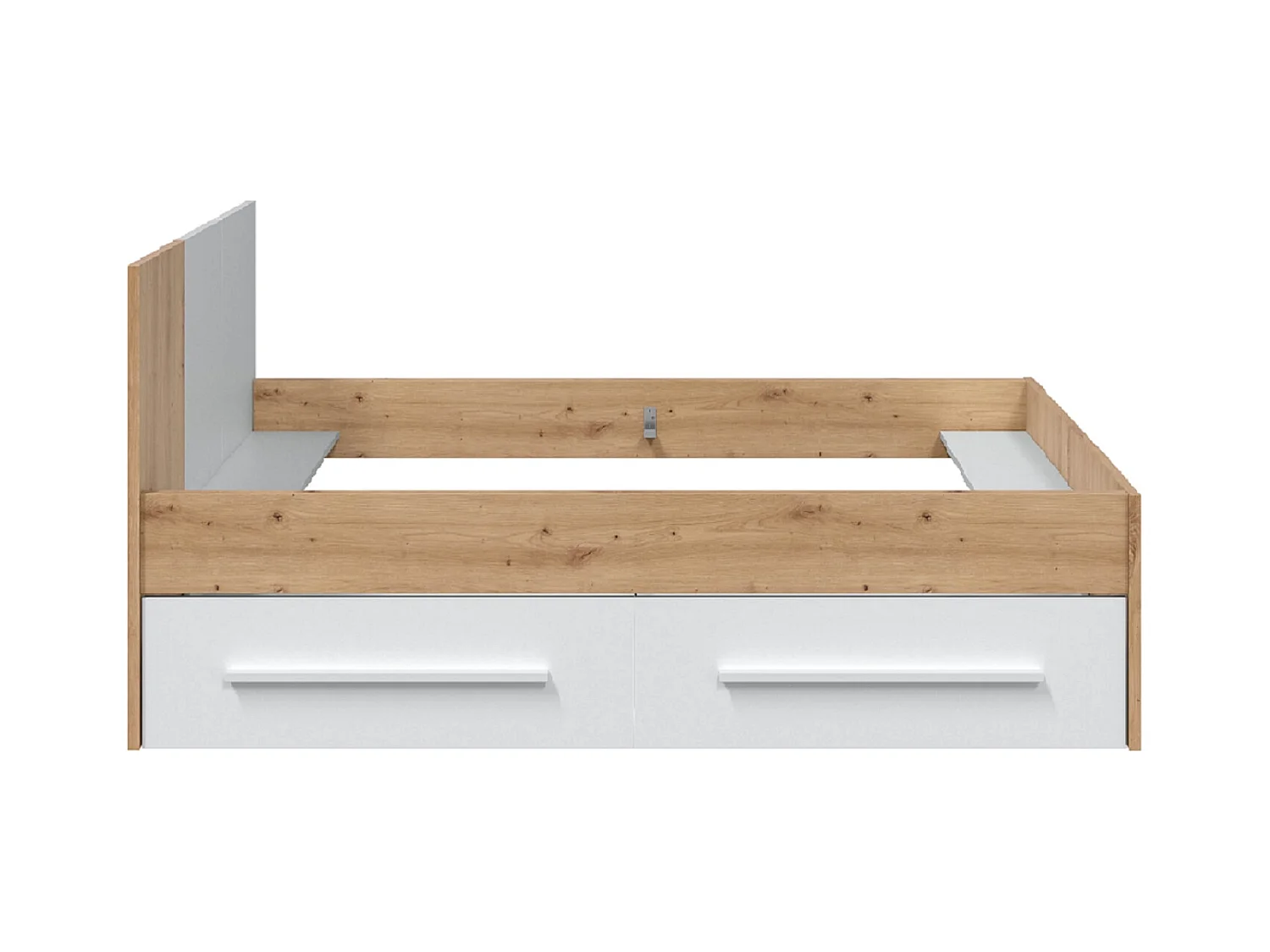 Juego de Cama con Cabecero y Dos Cajones en melamina Color Blanco - Longitud 196 x Profundidad 97 x Altura 77 cm