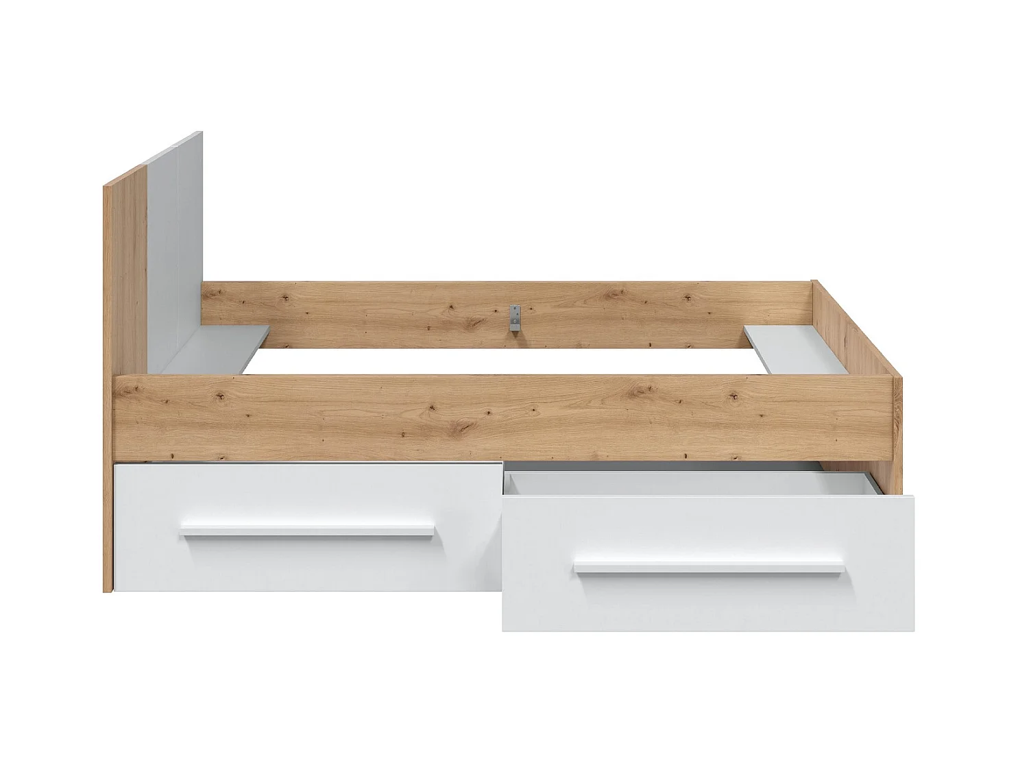 Juego de Cama con Cabecero y Dos Cajones en melamina Color Blanco - Longitud 196 x Profundidad 97 x Altura 77 cm