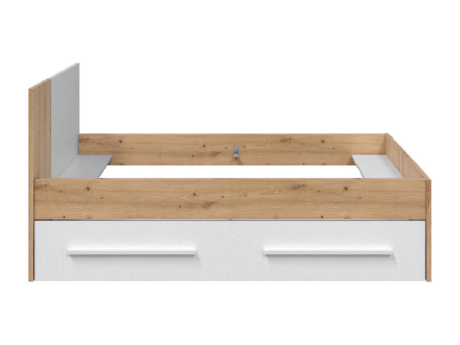 Juego de Cama con Cabecero y Dos Cajones en melamina Color Blanco - Longitud 196 x Profundidad 97 x Altura 77 cm