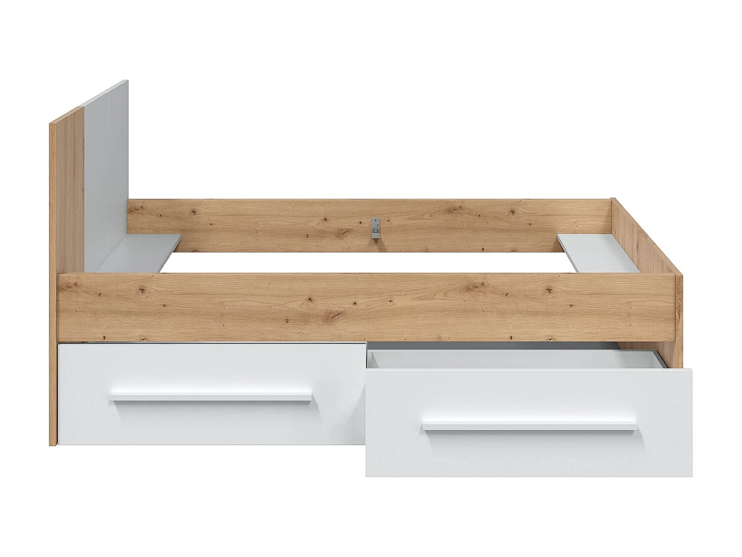 Juego de Cama con Cabecero y Dos Cajones en melamina Color Blanco - Longitud 196 x Profundidad 97 x Altura 77 cm