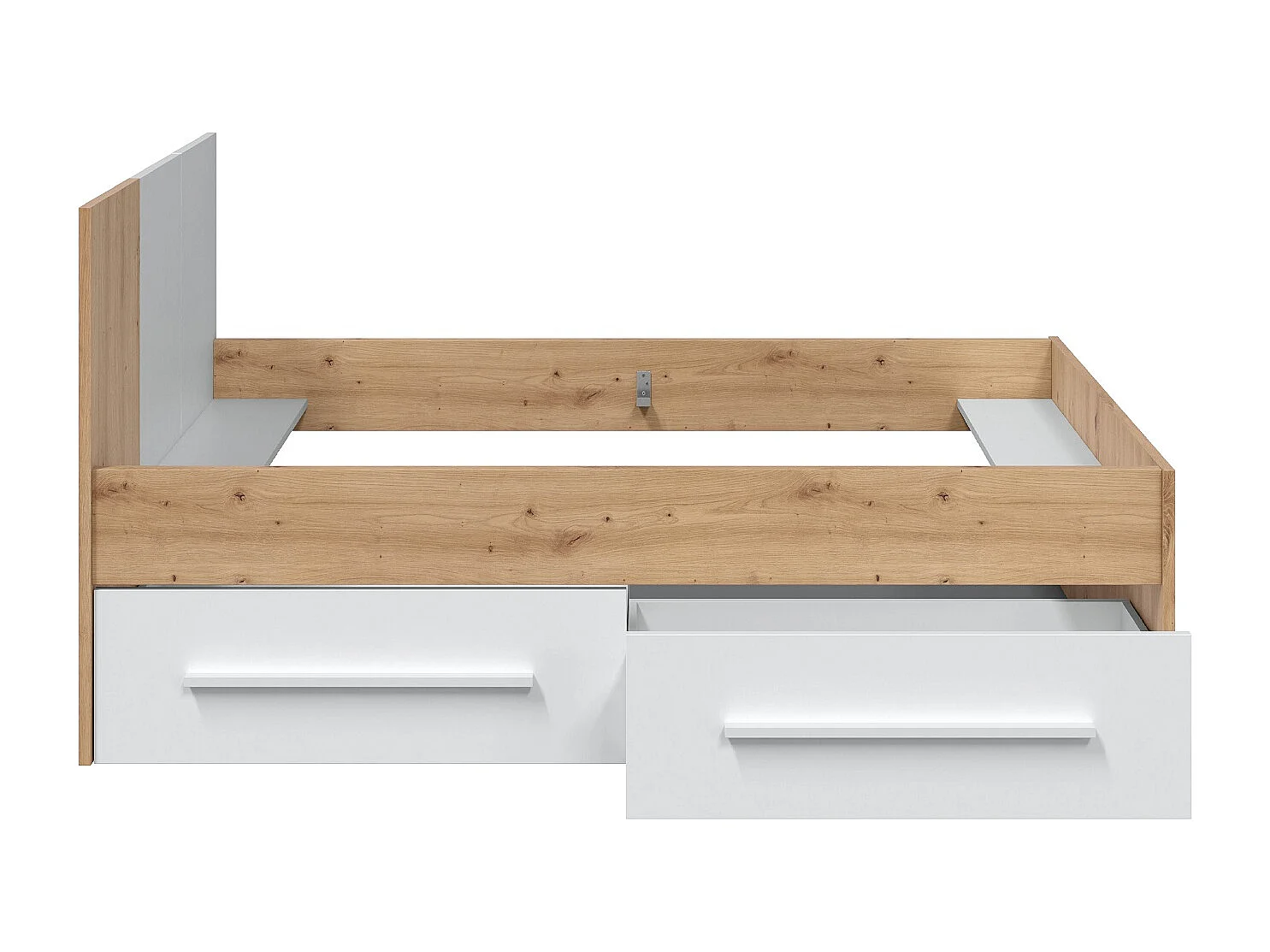 Juego de Cama con Cabecero y Dos Cajones en melamina Color Blanco - Longitud 196 x Profundidad 97 x Altura 77 cm