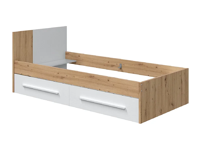 Juego de Cama con Cabecero y Dos Cajones en melamina Color Blanco - Longitud 196 x Profundidad 97 x Altura 77 cm