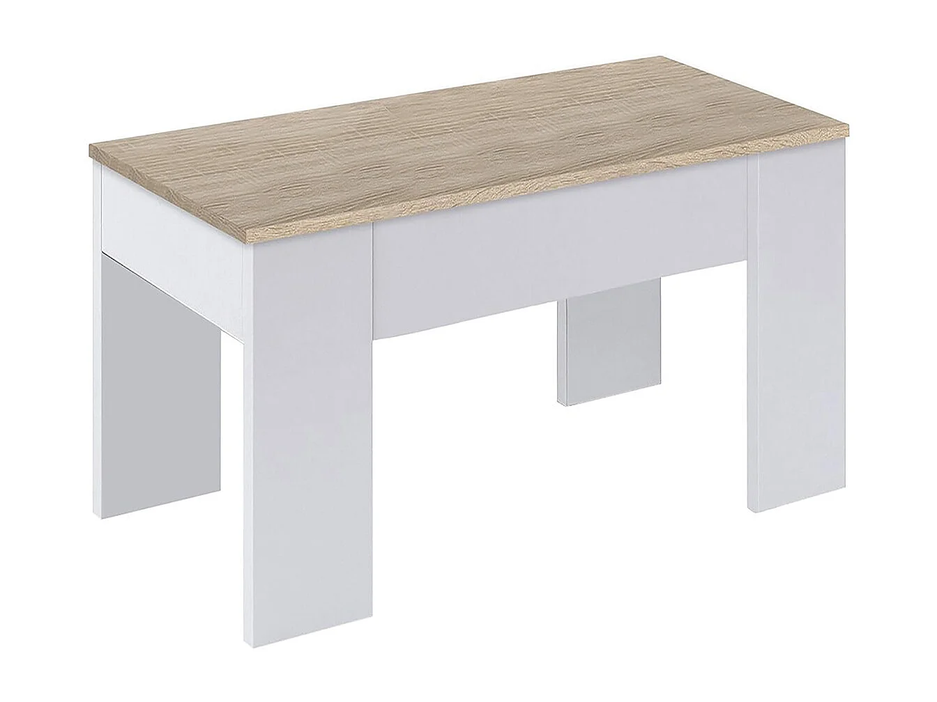 Mesa de Centro modulable en Aglomerado Color Blanco artik/Roble Canadiense -Dim : L100 x P50 x A42 cm