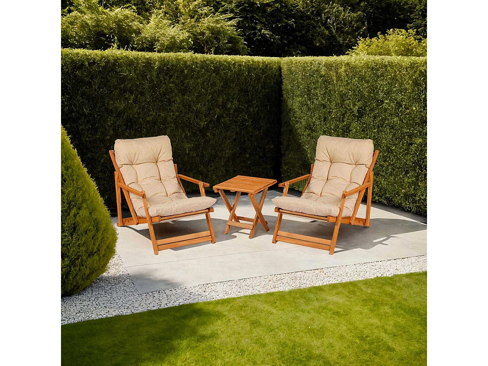 Salon de jardin détente en bois de hêtre Garden