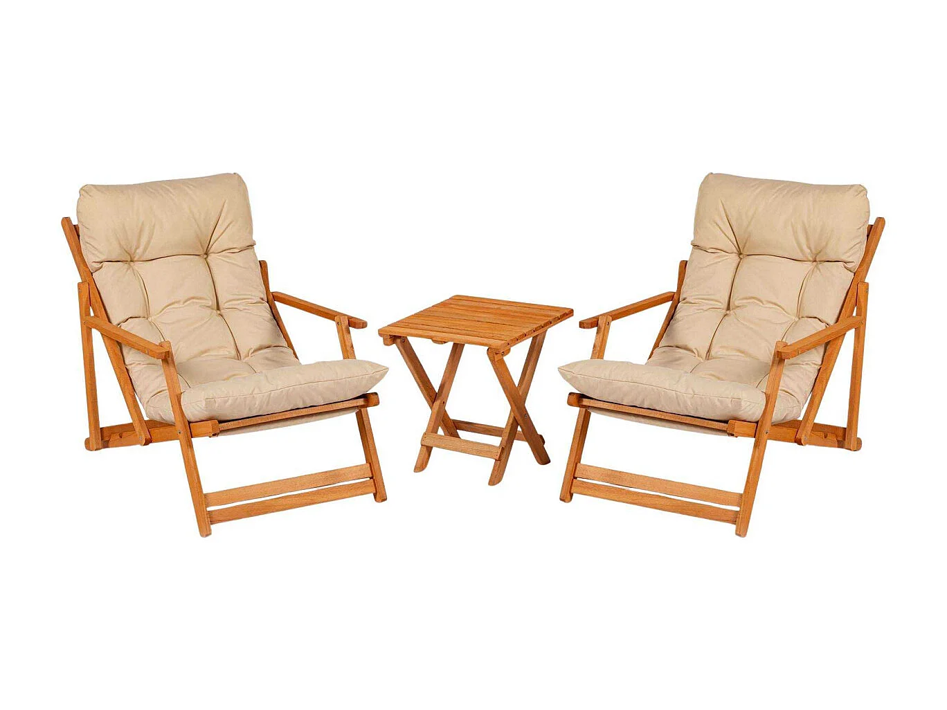 Salon de jardin détente en bois de hêtre Garden