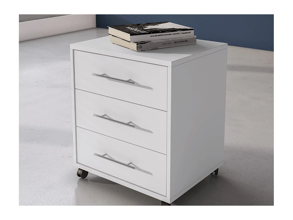 Bloco de gavetas AMBIHOME GAPO, com rodinhas, Branco, 43x57x40cm