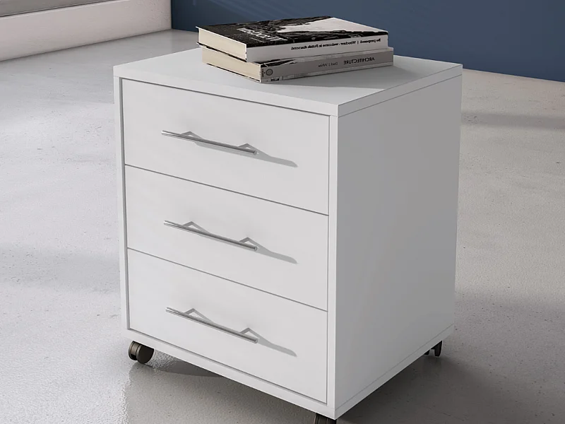 Bloco de gavetas AMBIHOME GAPO, com rodinhas, Branco, 43x57x40cm