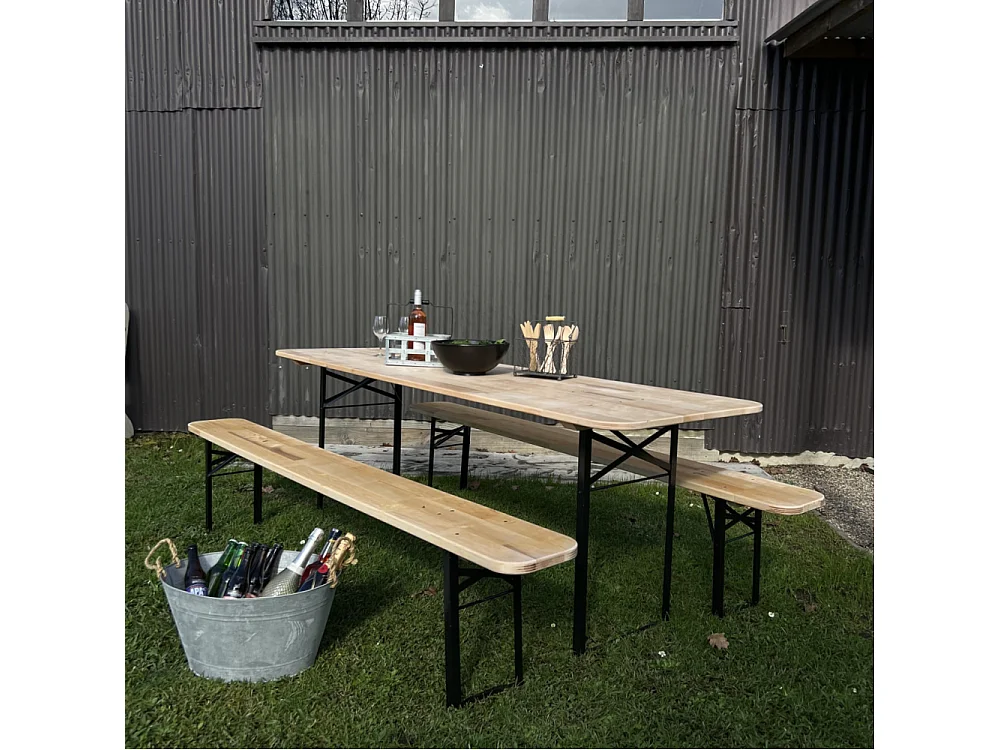 Ensemble table et banc de jardin Brasseur Lot de 10