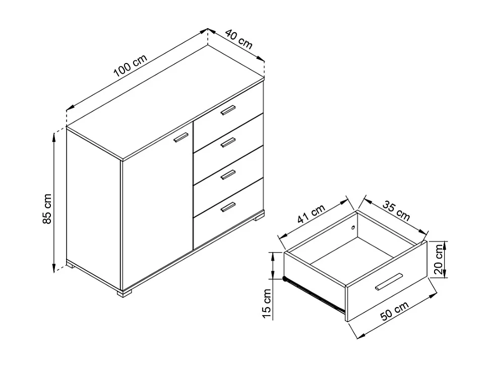 Cómoda AMBIHOME KODA 02 Grafite 100x40x85cm