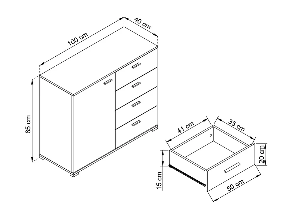 Cómoda AMBIHOME KODA 02 Grafite 100x40x85cm