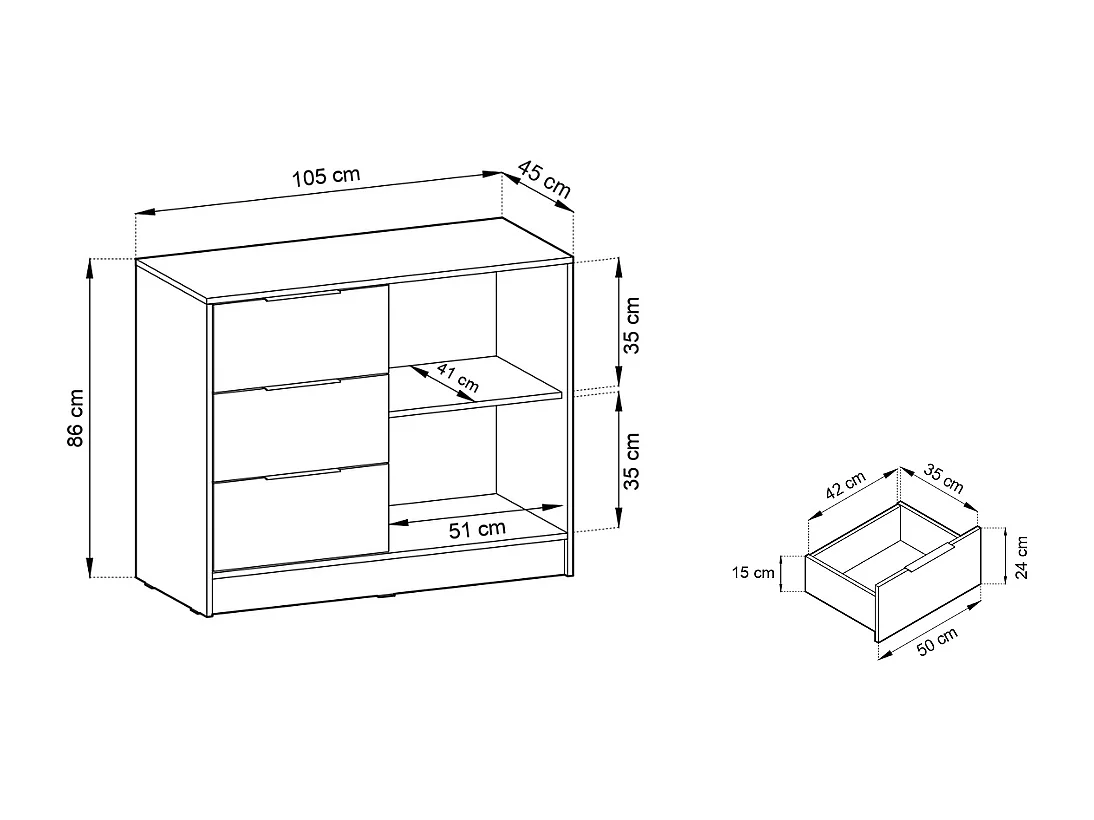 Cómoda AMBIHOME ELLY 01 Grafite 105x45x86cm
