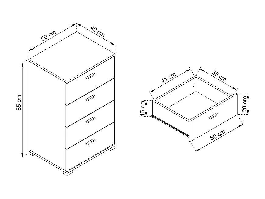Cómoda AMBIHOME KODA 01 Branco 50x40x85cm