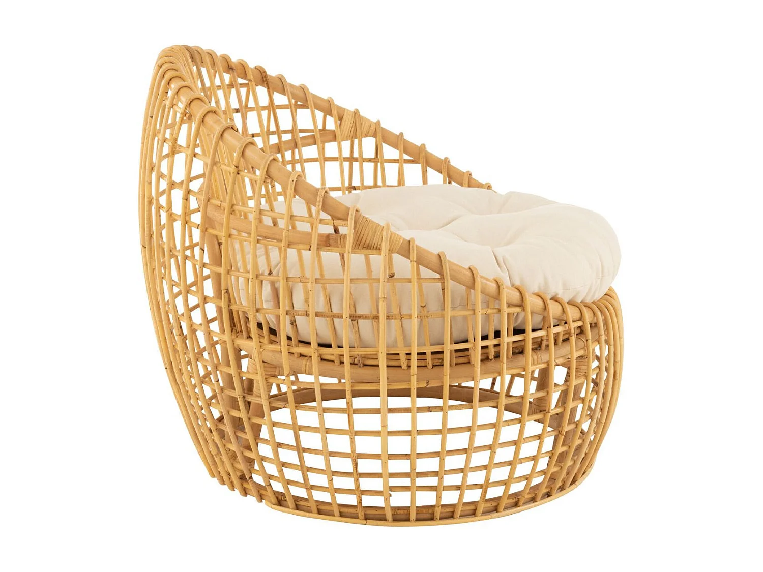 Fauteuil en Rotin & Coussin "Lise" 84cm Naturel