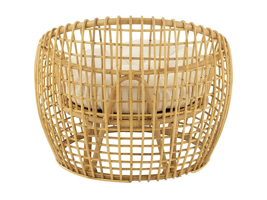 Fauteuil en Rotin & Coussin "Lise" 84cm Naturel