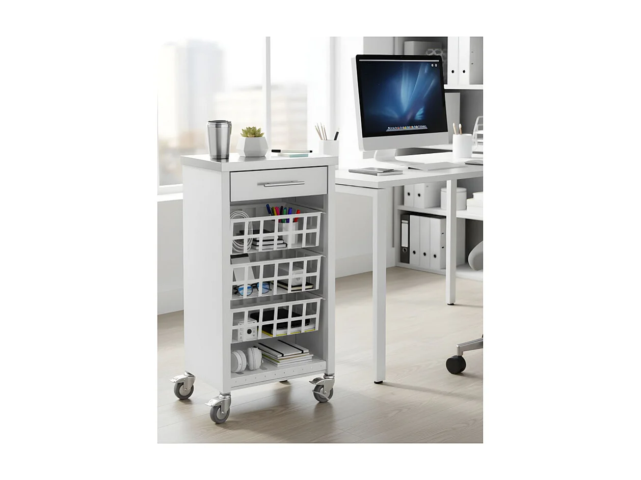 Desserte, chariot de cuisine – Blanc, Inox - 93*48*34cm - MOHER