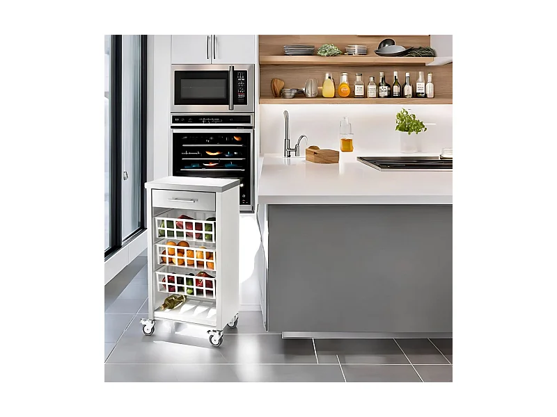 Desserte, chariot de cuisine – Blanc, Inox - 93*48*34cm - MOHER