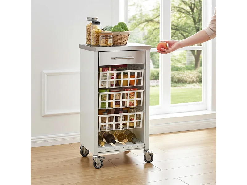 Desserte, chariot de cuisine – Blanc, Inox - 93*48*34cm - MOHER