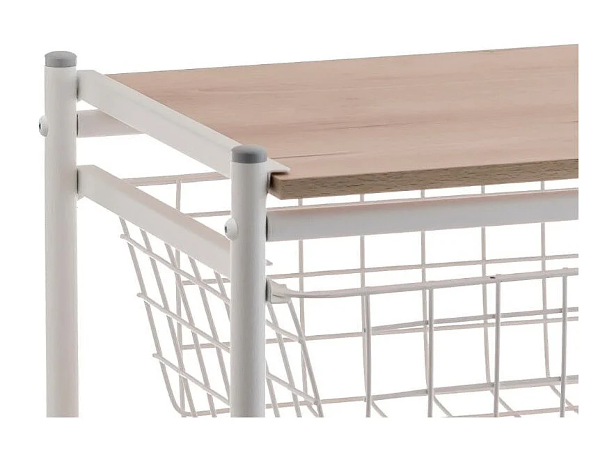 Desserte de cuisine, 3 grands paniers coulissants - Blanc-Hêtre - 81*43,7*32,5 cm – AXO