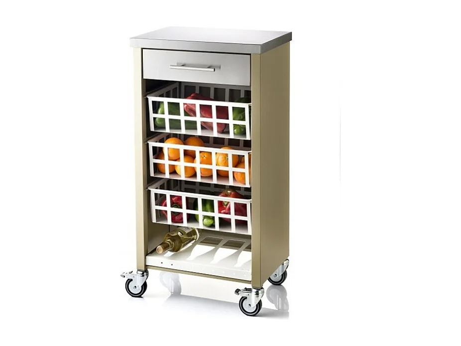 Carrito de cocina, carrito verdulero – Verde Oliva, Inox  -  93*48*34cm - MOHER