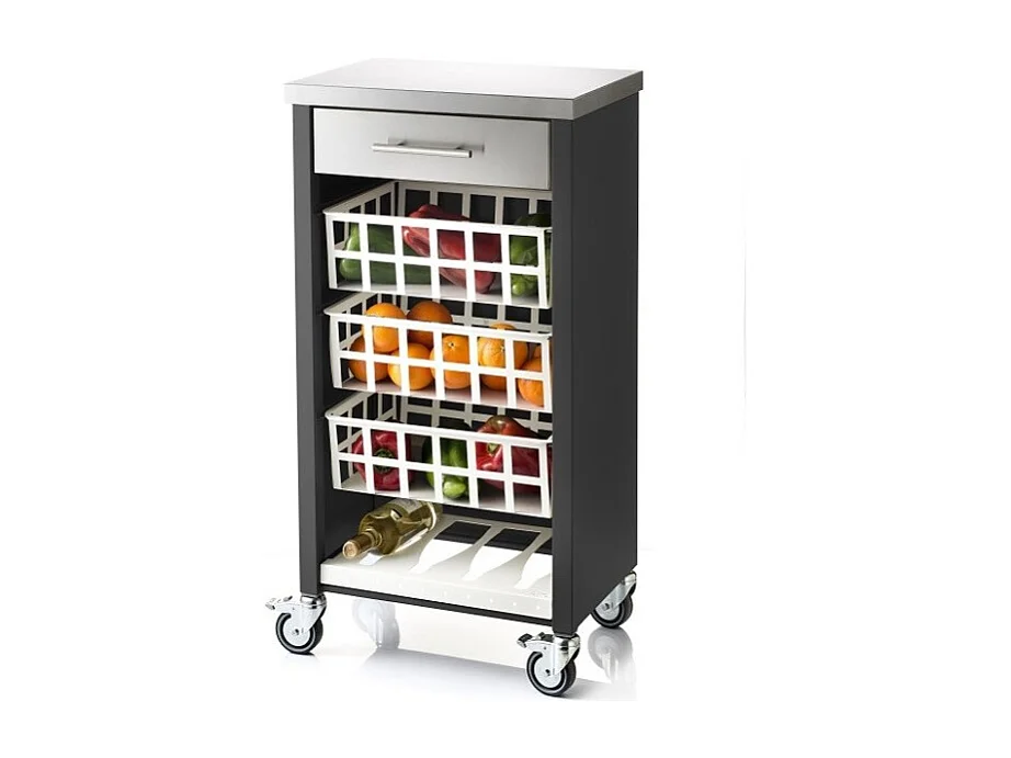 Desserte, chariot de cuisine – Noir, Inox  -  93*48*34cm - MOHER