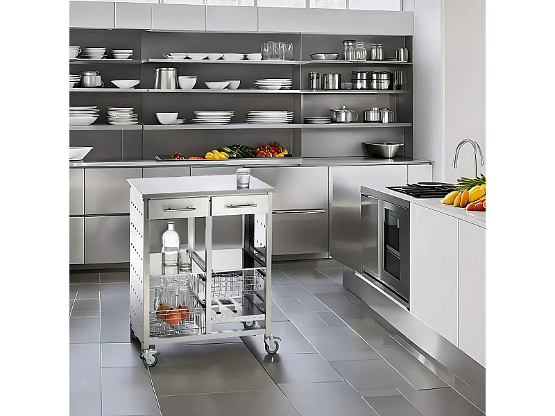 Carrello da cucina grande, molto elegante e con grande capacità - 92*72,5*45,5cm – MALMÖ INOX