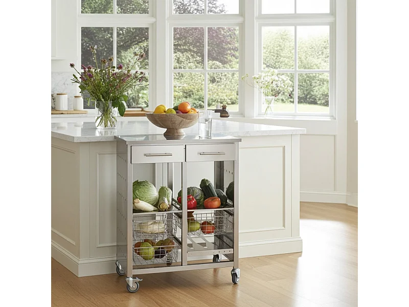 Carrello da cucina grande, molto elegante e con grande capacità - 92*72,5*45,5cm – MALMÖ INOX