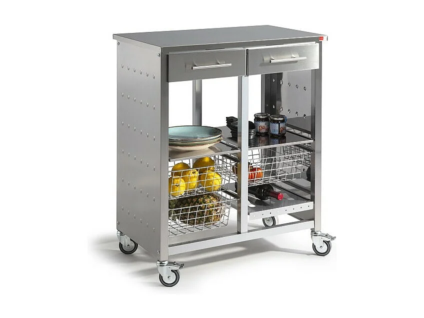 Großer Küchenwagen, sehr elegant und mit großem Fassungsvermögen 92*72,5*45,5cm – MALMÖ INOX