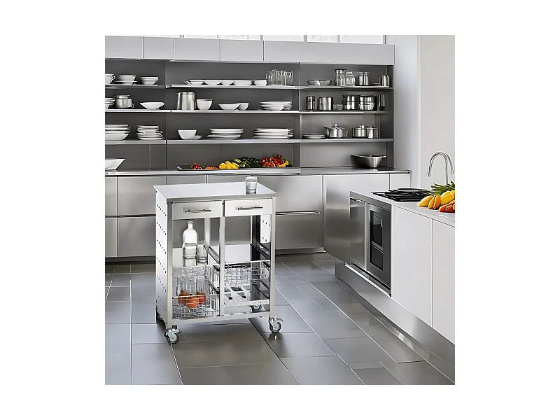 Grande desserte de cuisine très élégante et de grande capacité - 92*72,5*45,5cm – MALMÖ INOX