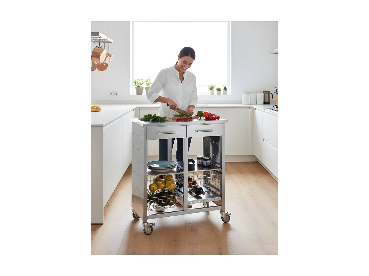 Carro de cocina, Carro Verdulero doble -  92*72,5*45,5cm – MALMÖ INOX