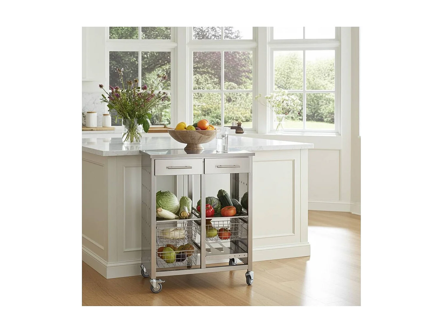 Carro de cocina, Carro Verdulero doble -  92*72,5*45,5cm – MALMÖ INOX