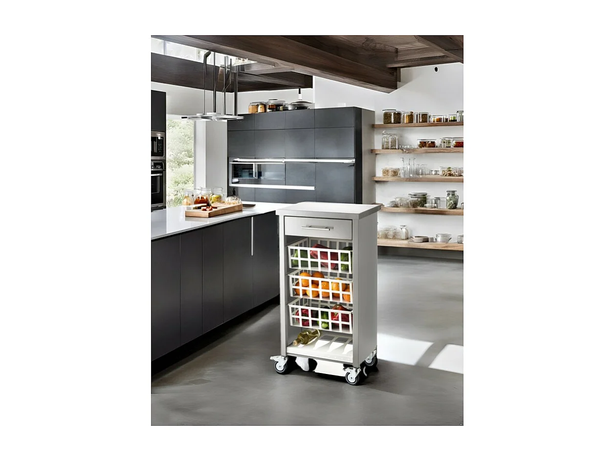 Carrito de cocina, carrito verdulero – Gris, Inox  -  93*48*34cm - MOHER