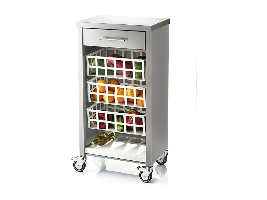 Carrito de cocina, carrito verdulero – Gris, Inox  -  93*48*34cm - MOHER