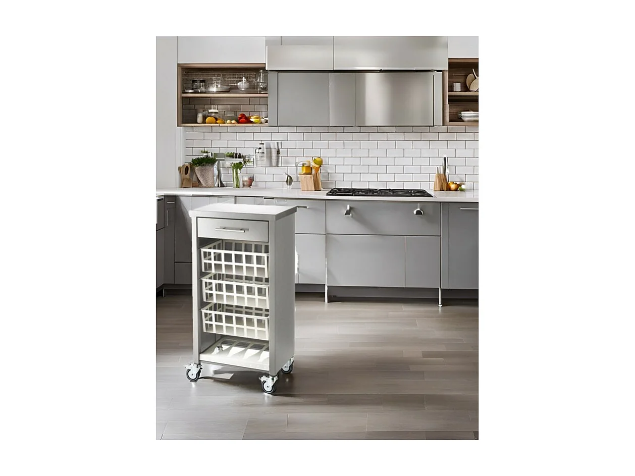 Carrito de cocina, carrito verdulero – Gris, Inox  -  93*48*34cm - MOHER