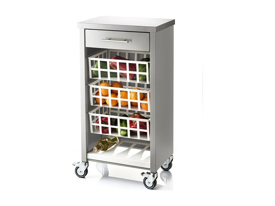 Desserte, chariot de cuisine – Gris, Inox  -  93*48*34cm - MOHER