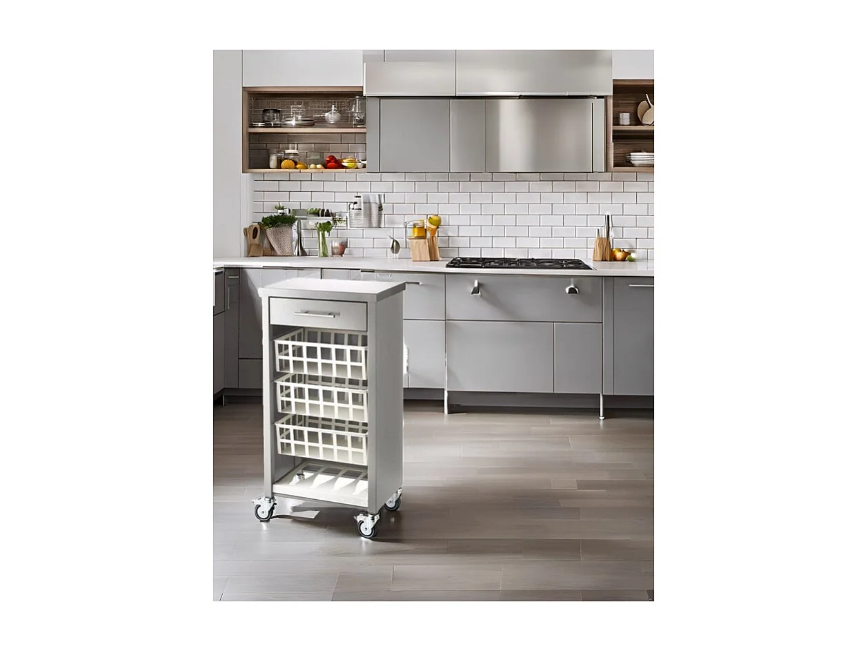 Desserte, chariot de cuisine – Gris, Inox  -  93*48*34cm - MOHER