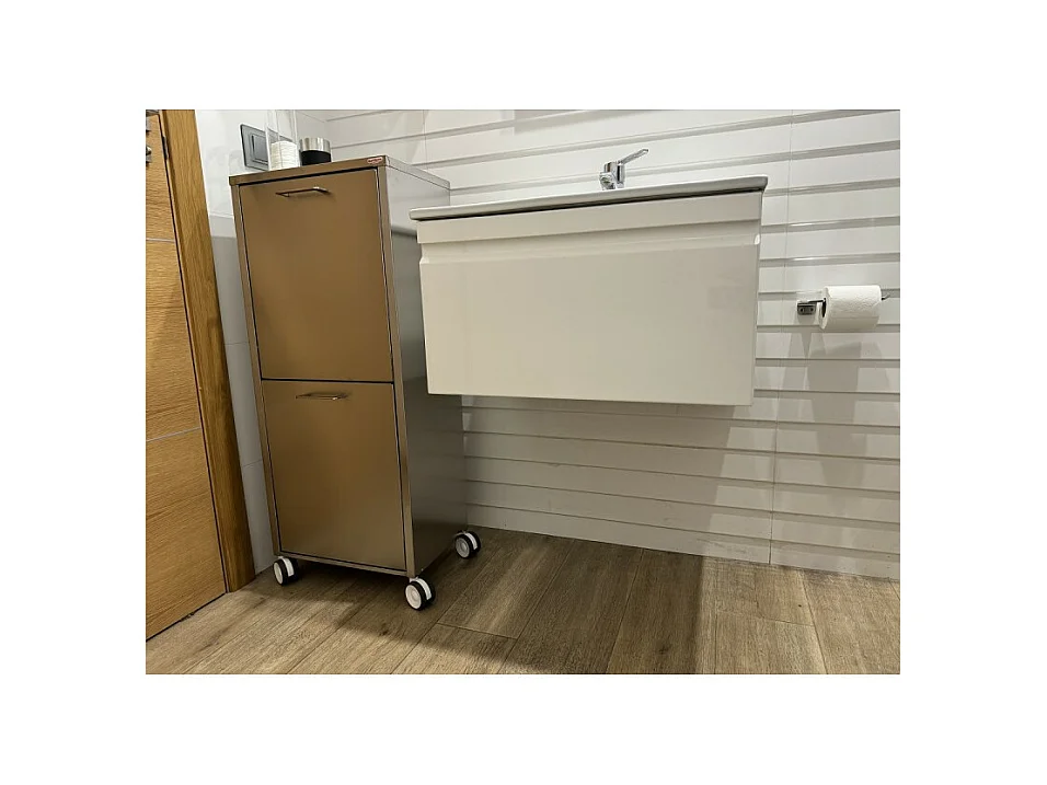 Wäschekorb mit Rollen, 2 Fächern - Edelstahl - 96*40*27 cm - TANGO