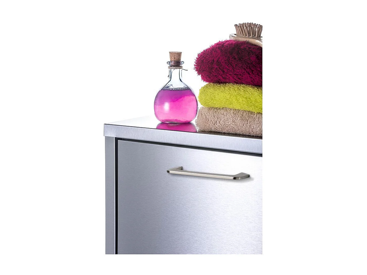 Panier à linge à roulettes, 2 compartiments - Inox - 96*40*27 cm - TANGO