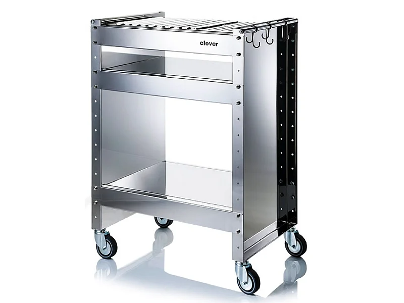 DON HIERRO - Barbacoa de carbón con ruedas CLOVER – Acero inoxidable 18/10, estantes regulables, 59 × 40,5 × 82 cm-