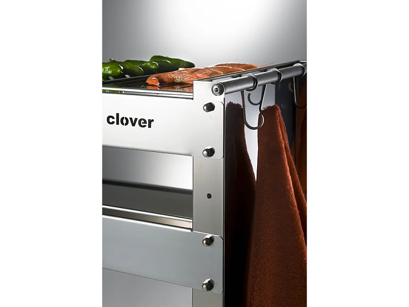 Holzkohlegrill mit Rädern, Struktur und Grillrost aus Edelstahl, 59 x 40,50 x 82 cm. CLOVER