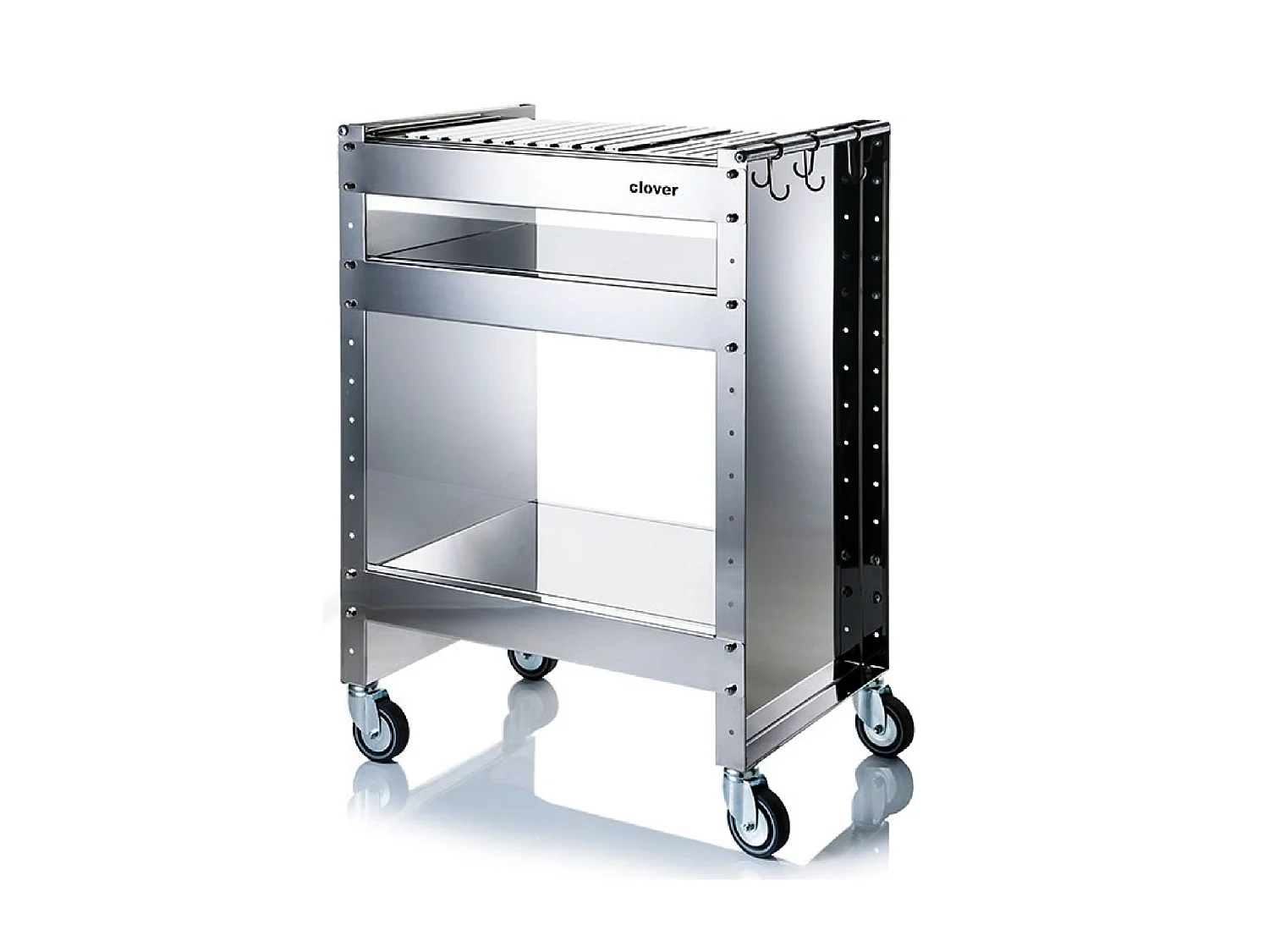 Barbecue a carbone con ruote, Struttura e Griglia in Acciaio Inox, 59 x 40,50 x 82 cm. CLOVER